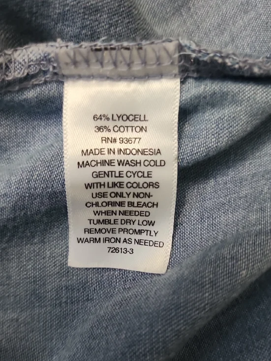 a.n.a Light Blue Denim Button-Front Short Sleeve Shirt - Picture 6 of 6